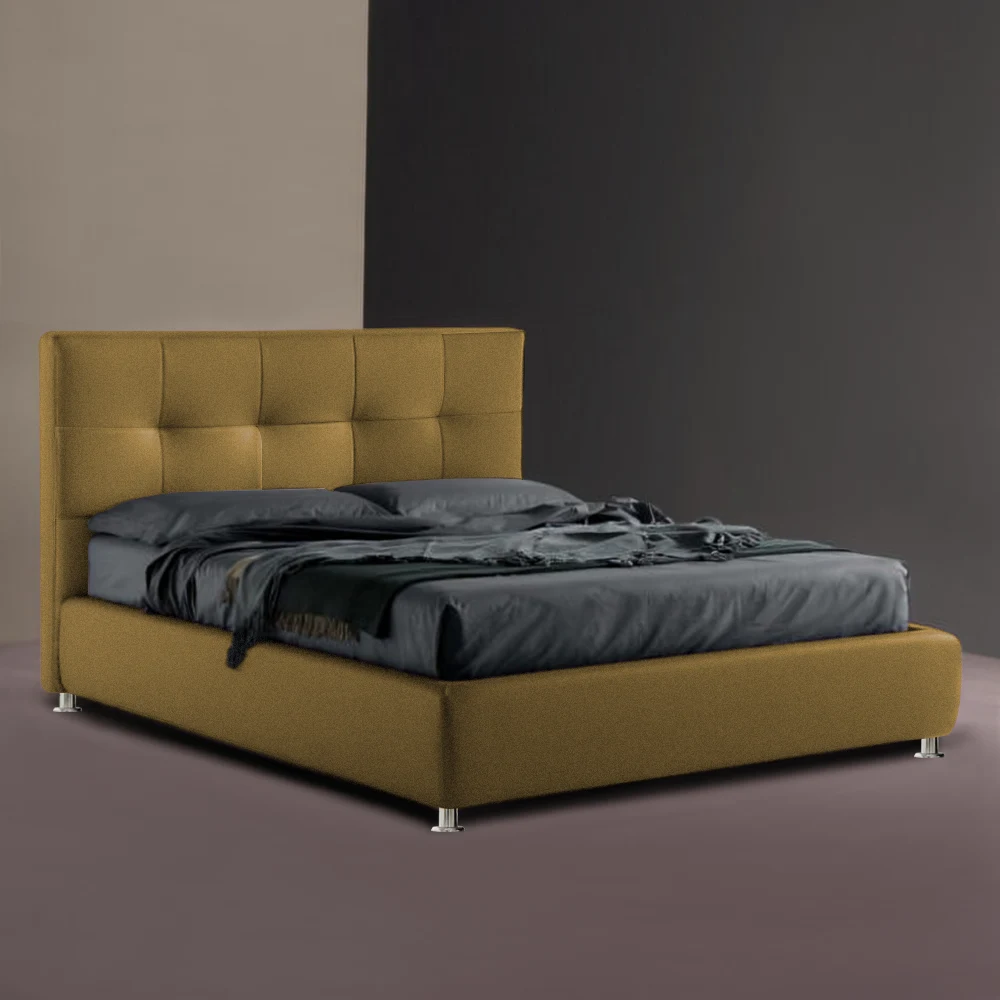 Υφασμάτινο Κρεβάτι Ύπνου Areti_Mustard