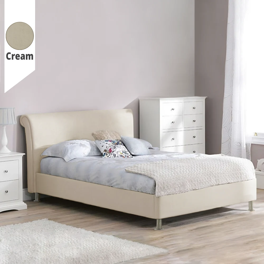 Υφασμάτινο Κρεβάτι Loli Cream ypnos.gr