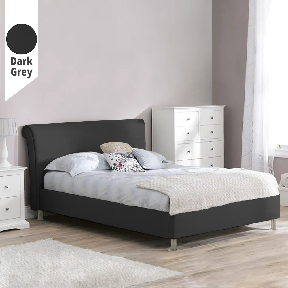 Υφασμάτινο Κρεβάτι Loli Dark Grey ypnos.gr
