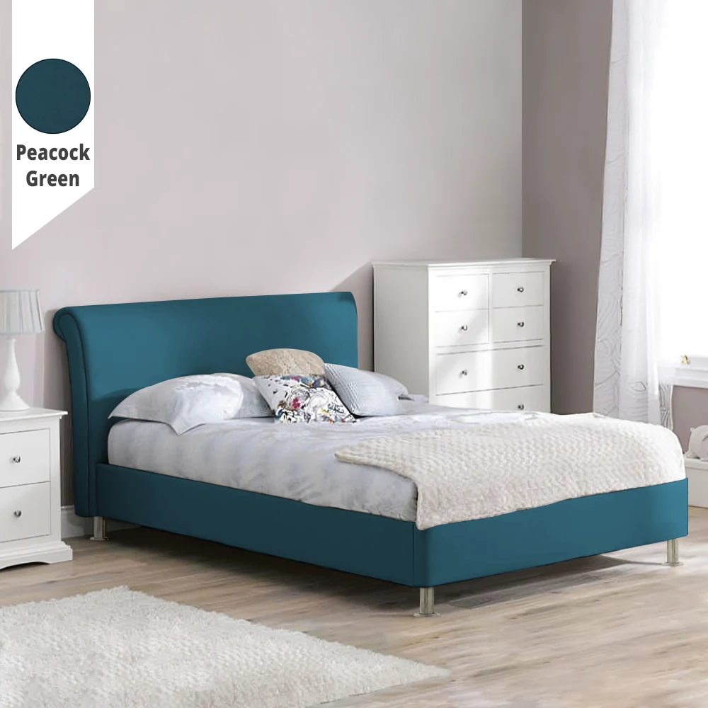 Υφασμάτινο Κρεβάτι Loli Peacock Green ypnos.gr