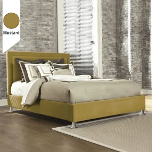 Υφασμάτινο Κρεβάτι Mustard_Grey ypnos.gr