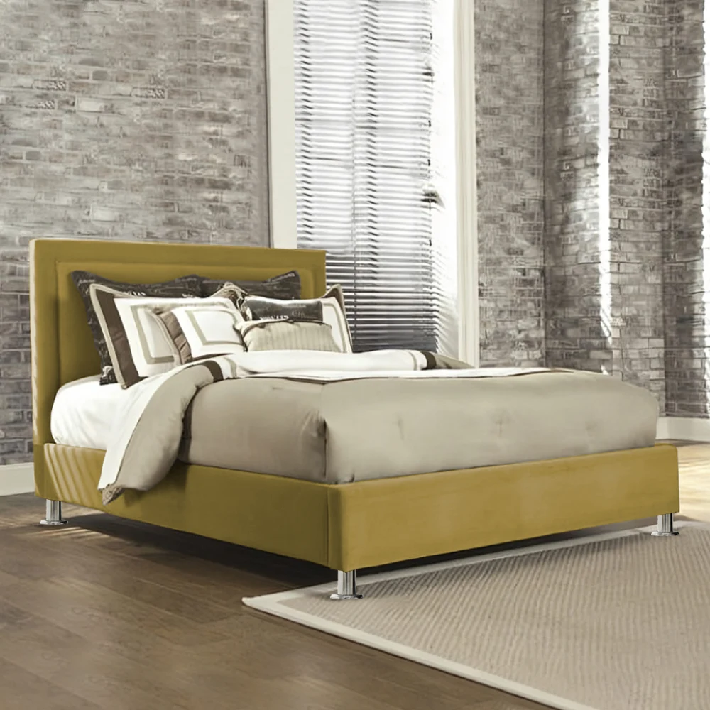 Υφασμάτινο Κρεβάτι Mustard_Grey MAIN ypnos.gr