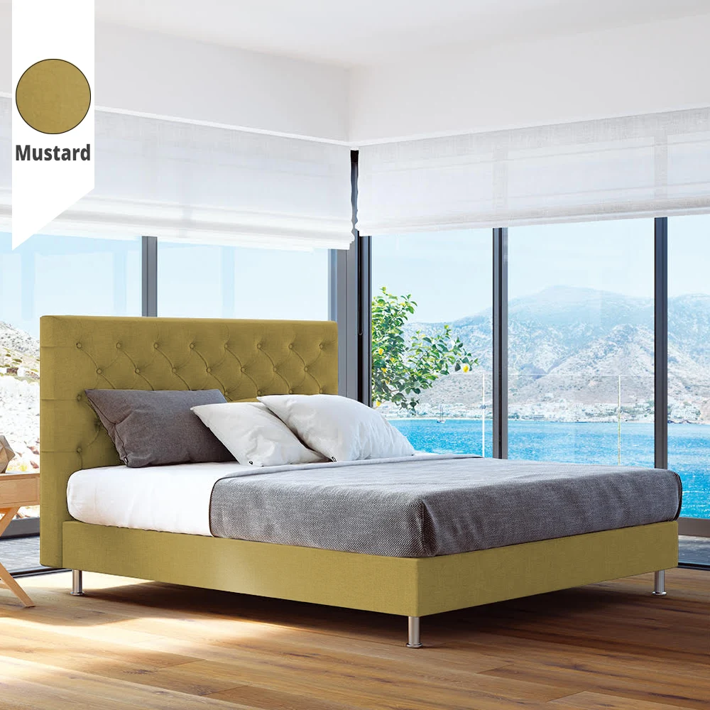 Υφασμάτινο Κρεβάτι Silvi Mustard